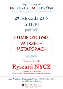 Prof. Ryszard Nycz gościem spotkania w cyklu Prelekcje Mistrzów
