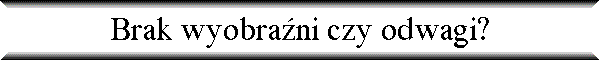 Brak wyobra�ni czy odwagi?